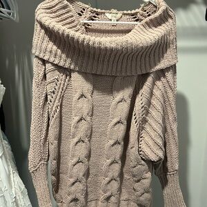 Terra & Sky Cowl Neck Sweater - Tan